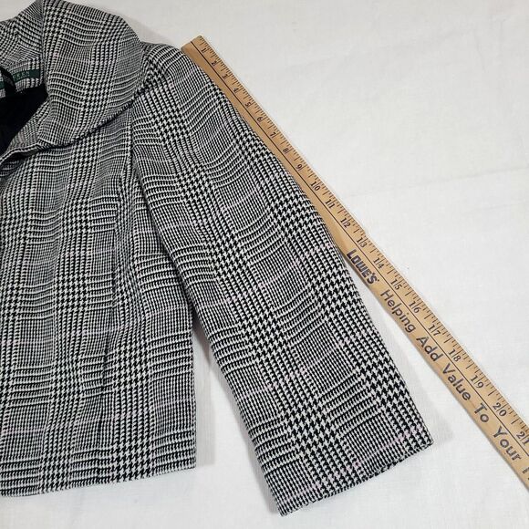 Ralph Lauren Linen Houndstooth Glen Plaid Blazer 4 Cropped Pink Line Barbie core - Picture 9 of 14